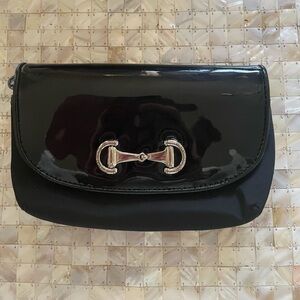 My Flat in London Black Patent Leather Clutch